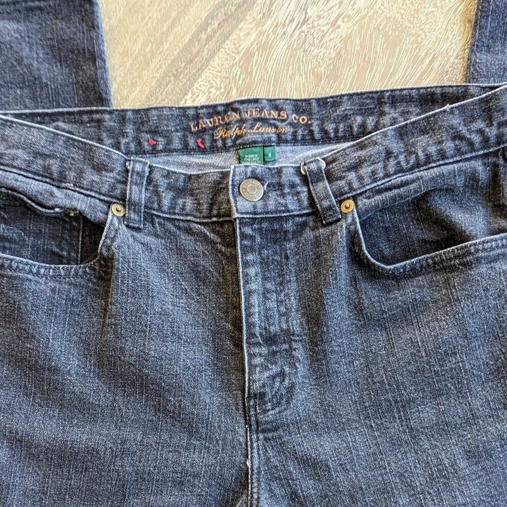 Lauren Jeans Co. Ralph Lauren Black Denim Classic Straight Jeans, Size 8